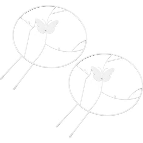 Lot de 2 supports pour plantes grimpantes en fer, structure ronde blanche, pour la maison et le jardin. (1/5)