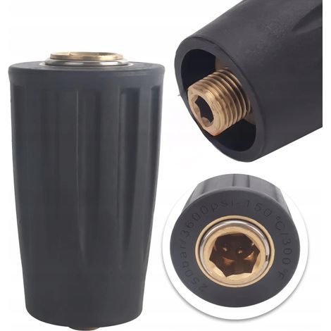 Conector r谩pido negro KEW D12 1/4M - Conector r谩pido para arandelas Nilfisk Alto / KEW / Kranzle  250 bar  150 掳C  Rosca externa de 1/4" 