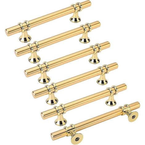 6pcs Poignes De Meuble Dores Poigne Dore - Poigne De Porte De Cuisine Poignee Tiroir Laiton Poignes Dores Meuble Entraxe 128mm (1/5)