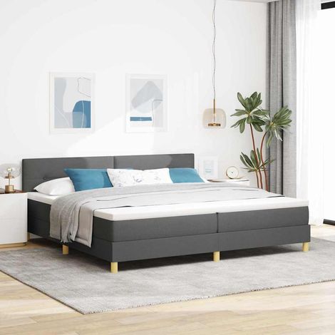 Lit à ressorts avec coussin Gris foncé 200 x 200 cm tissu (1/5)