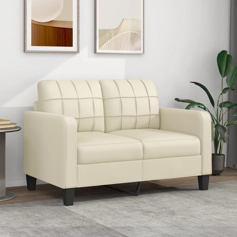 Canapé ou Sofa 2 Places 120 cm Similicuir Crème. Avec Pied en bois. Confort et qualité (1/5)