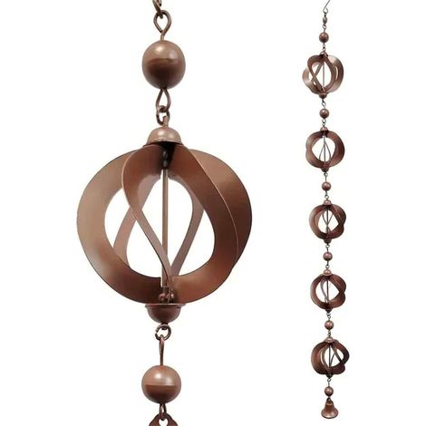 Chaîne de Pluie en Métal pour Gouttière, 108 cm, Carillon Pluie, Pluie à Suspendre, Décoration Jardin, Chaîne Attrape Pluie, Carillo (1/5)