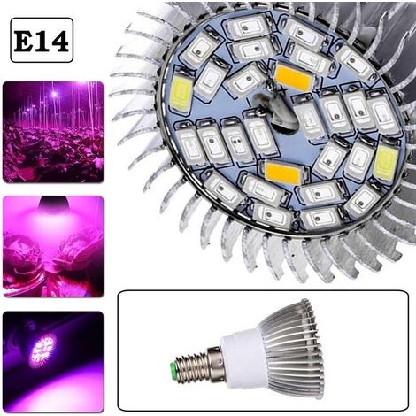 Lámpara de cultivo de espectro completo con 28 LED, 10 W, casquillo E14, para plantas de interior, ideal para cultivos hidropónicos o en invernadero. (1/5)