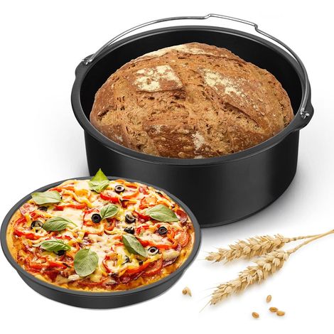 Accessoires pour friteuse à air 2 pièces, baril à gâteau domestique et moule de cuisson, ensemble d'accessoires pour friteuse antiadhésive, Incl. Plat à pizza (8 pouces) (1/5)