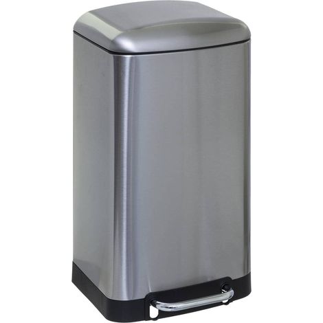 1 poubelle de cuisine, pédale, inox, 30l, seau amovible, frein de chute, maison