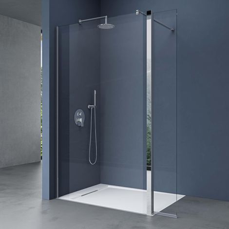 doporro Box Doccia Walk-In 120x200cm con Vetro Laterale 30cm, Parete Doccia Anticalcare in Vetro da 8mm con Braccio Sostegno MMBR1 Telescopico in Acciaio (1/5)
