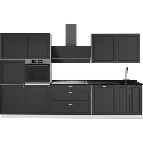 Cucina componibile Fame-Line, Oro-antracite rustico/Bianco, 340 cm senza piano di lavoro, Vicco (1/5)