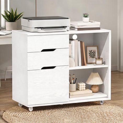 Meuble de rangement de bureau branco en MDF 80 x 40 x 68 cm (1/5)