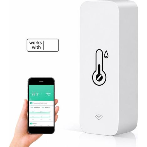 Capteurs intelligents de température et d'humidité Tuya Zigbee : intégration à des scénarios domotiques, contrôle de température par application mobile et affichage en °C ou °F. Compatible avec les ap (1/5)