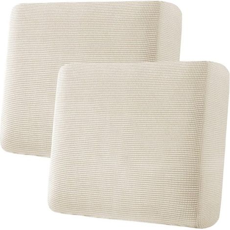 Fodera altamente elastica per cuscini di seduta sfoderabili (twill jacquard spesso, bianco) Set da 2 pezzi (50 cm x 45 cm) (1/5)