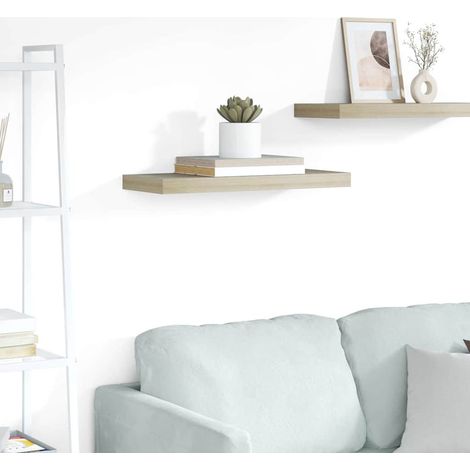 323874 vidaXL Floating Wall Shelf Oak 60x23,5x3,8 cm MDF (1/5)