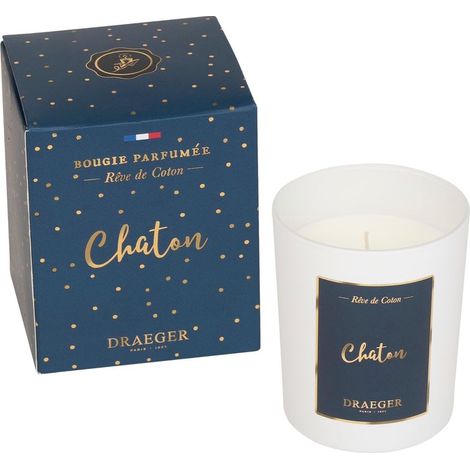 Bougie Parfumée Ambre Sacré "Chaton" - Cadeau Mignon Amour Amitié - Verre 100% Cire Végétale - 40h Combustion - Fabriquée en France - Coffret Élégant Design Travaillé (1/5)