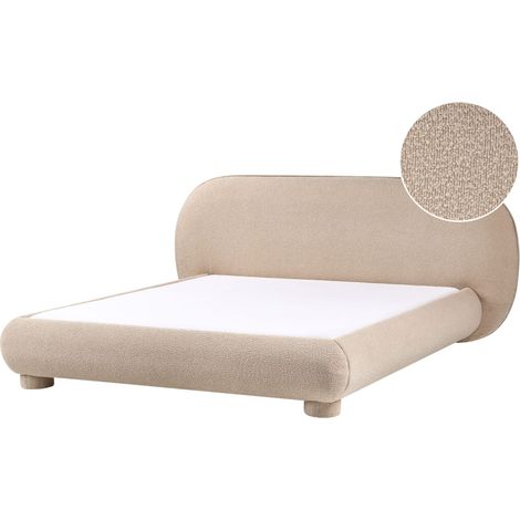 Lit Minimaliste en Bouclé 160 x 200 cm Rembourré Taupe Bayel
