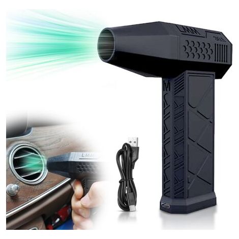 Souffleur d'air électrique 130000RPM – Moteur CC sans balais – Vent fort jusqu'à 52m/s – Batterie rechargeable 3000mAh – Nettoyage voiture et maison