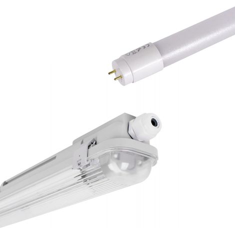 Barcelona Led – Kit boîtier étanche 120cm – Tube LED T8 18W 6000K – Éclairage uniforme 140lm/w – Résistant aux chocs et à l'humidité