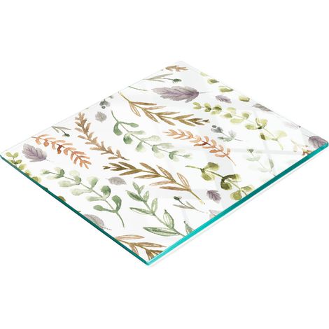 Planche à découper décorative en verre avec fleurs aquarelles 60x52 cm