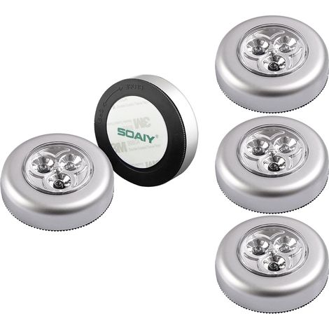 Lámpara LED nocturna autoadhesiva con 3 pilas para armario, estantería, entrada, cocina y pasillo (pilas no incluidas).