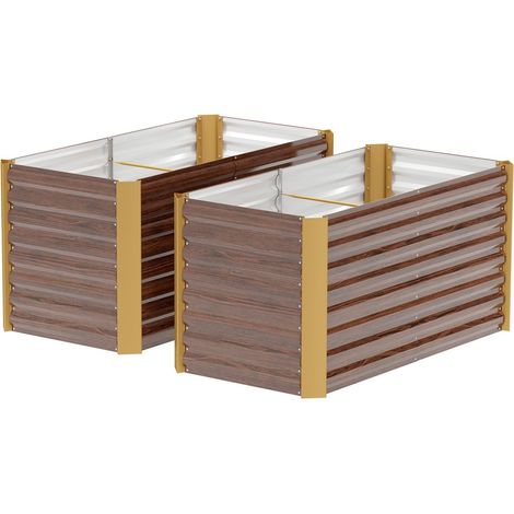 2er-Set Hochbeet Blumenhochbeet witterungsbeständig, Pflanzbeet Frühbeet Gartenbeet Pflanzkübel Pflanzkasten aus Verzinkter Stahl, Blumenkasten für Terrasse & Garten, 120 x 60 x 60 cm