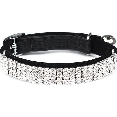 Lntyq Collier en velours doux réglable pour chat avec strass et clochettes (1/4)
