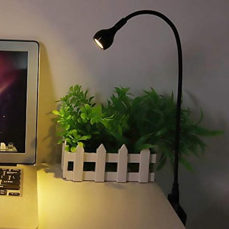 Lampe de lecture USB à col de cygne flexible, lampe de bureau LED USB portable pour ordinateur portable, ordinateur de bureau, PC et clavier (noir/blanc chaud) (1/5)