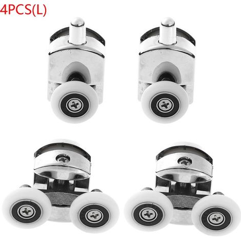 25 mm Zinklegierung Duschkabinentürrollen Ersatzteile Badezimmer Duschglastürbeschläge Zubehör (2 Einzelrollen & 2 Doppelrollen)