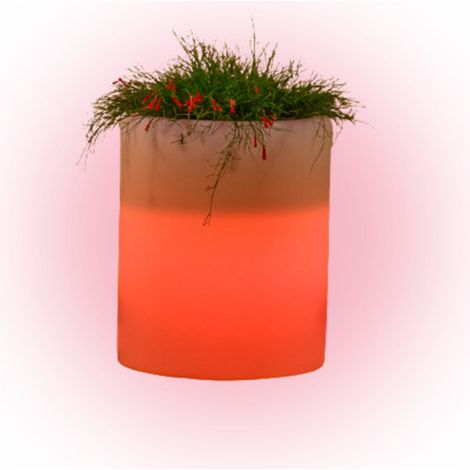 Jarrón luminoso de diseño moderno, Ø40 H50, en polímero resistente con LED rojo para interiores y exteriores - Hecho en Italia - Monacis (1/3)