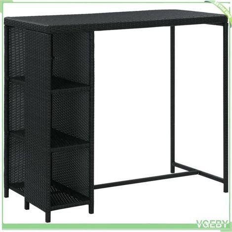 Ensemble de bar de jardin - FAFEICY - 3064918 - Résine tressée - Noir - 5 pièces (1 table + 4 tabourets) (1/5)