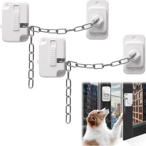 2 pcs de verrous de fenêtre sans perçage, verrou à chaîne polyvalent pour fenêtres et portes, verrou de fenêtre réglable pour la maison, facile à installer pour fenêtres, portes, placards et (1/5)