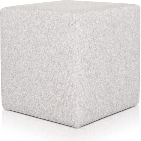 EVERGREENWEB Pouf poggiapiedi 43x43 cm per Divano Sgabello Cubo, tessuto Idrorepellente: Pouf design moderno per soggiorno camera da letto, Puff salotto, Pouffe Rubino BIANCO (1/4)