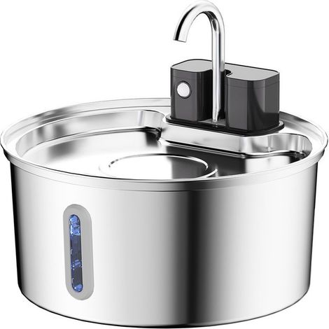 3,2 L Fontaine à eau sans fil pour chat Fontaine à eau pour chat en acier inoxydable Fontaine à eau pour chat avec filtre intégré et grand réservoir d'eau. (1/5)