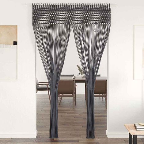 vidaXL Rideau en macramé Anthracite 140x240 cm Coton (1/5)