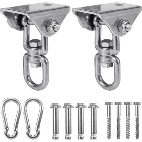Ganci per altalena a 360° in acciaio inox, antiruggine, compatibili con cemento e legno, accessori per yoga e giochi con amaca