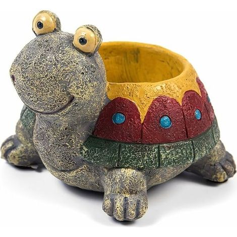 Pots de plantes, Animal mignon en forme de dessin animé succulentes Vase Pots de fleurs, récipient, décoration pots de jardinière, bureau Mini ornement (Tortue Colorée), (1/5)