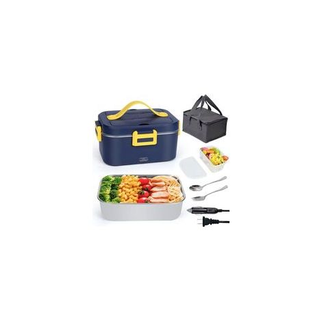 Boîte à lunch électrique pour la maison, en acier inoxydable 304, comprenant une cuillère, une fourchette et un sac isotherme, (1/4)