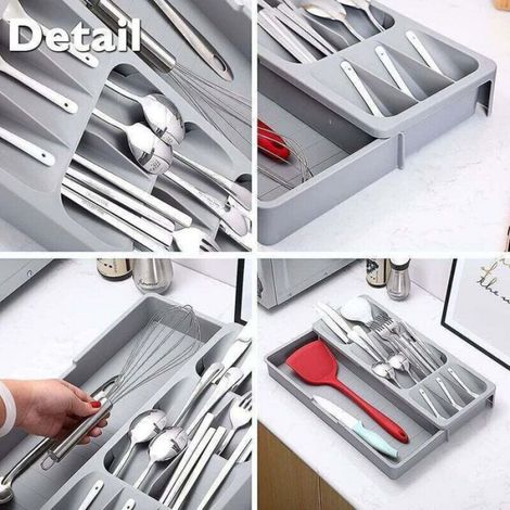 Porte-Couverts - Tiroir Rangement Extensible Pour Couverts - Pour Tiroirs De Cuisine - 1 Pièce (1/4)