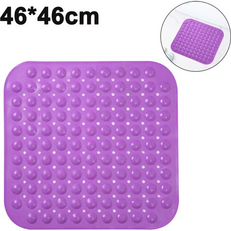 Tapis De Douche - Carré 46 X 46 Cm - Avec Ventouses Et Trous D Évacuation - Lavable En Machine - Pour Salle De Bain (1/5)