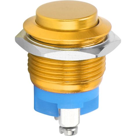Metall-Drucktaster, wasserdicht, Edelstahl, selbstrückstellend, normalerweise offen, 16 mm, 220 V (gelb) (1/5)