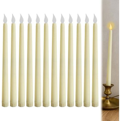 Ensemble de 12 bougies LED à effet scintillant, fausses bougies LED, lumière chaude et vacillante pour la maison, l'église, les fêtes et la décoration de Noël (1/4)