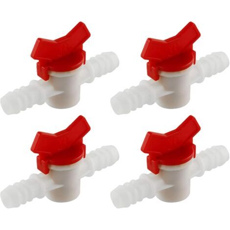 4PCS Valve à boisseau sphérique, 8 mm, Barbelée, POM, Pour irrigation goutte à goutte