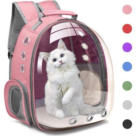 Rosa Bubble-Rucksack für kleine und mittelgroße Hunde und Katzen, 25 x 31 x 42 cm, 1 Stück, Haustier-Wanderrucksack.
