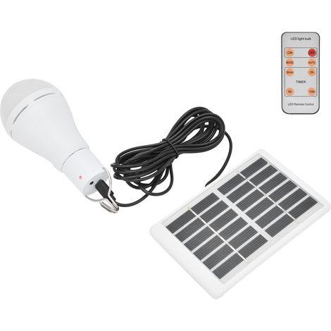 Ampoule solaire LED 7 W à 5 niveaux d'intensité lumineuse, lumière blanche positive, ampoule intelligente intégrée pour jardin et camping (1/5)