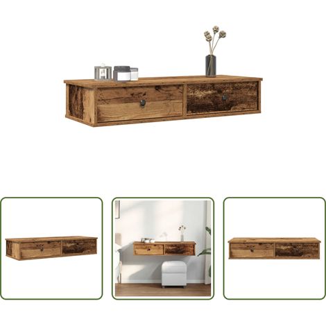 Schubladenregal - Wandregal mit Schubladen Altholz-Optik 100x37,5x19 cm (1/5)