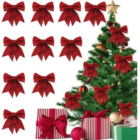Décoration de Noël - AZWIX - Noeud Rouge - 10 pièces - Mousse EPE - 14x12cm (1/4)