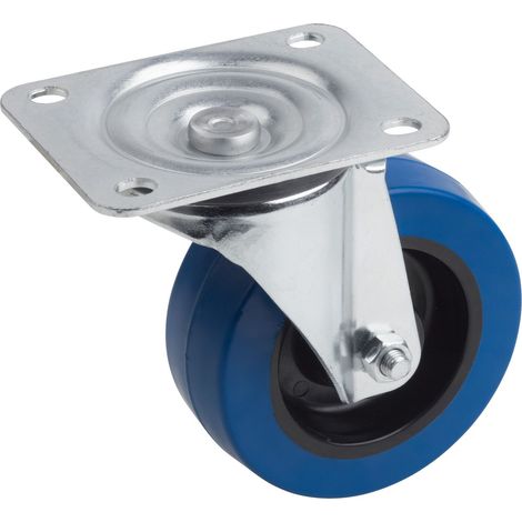 Metafranc Lenkrolle Ø 100 mm - 105 x 80 mm Platte - Elastisches Vollgummi-Rad - Weiche Lauffläche - Rollenlager