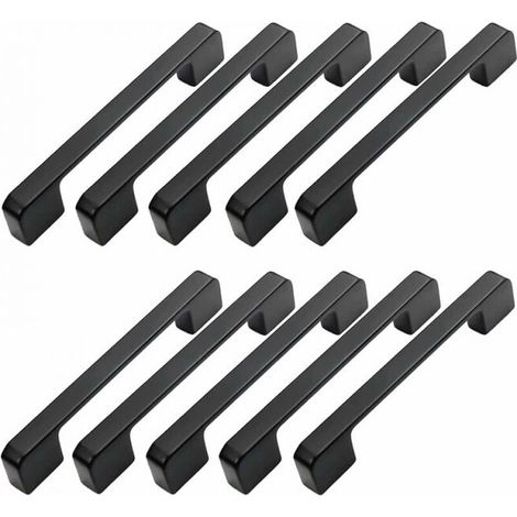 10pcs Poignée Meuble Entraxe 128mm-Poignée Porte Cuisine Noire Poignee Barre Meuble Poignee De Cuisine Noire 128mm (1/5)