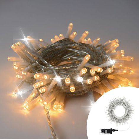 Catena di luci 42 metri da 500 Led Bianco Caldo fisso e Bianco Freddo intermittente con cavo trasparente Wisdom (1/5)
