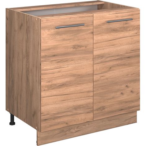 Meuble bas de cuisine Fame-Line, Chêne de force doré, 80cm avec étagère, sans PT, Vicco