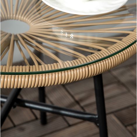 Tisch Beistelltisch Garten robust Rattan 50 cm HAVRYA (1/4)