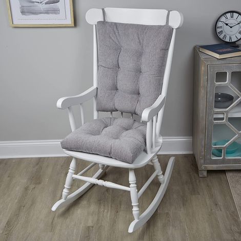 Lot de 2 Coussins de Chaise à Bascule antidérapants avec Rembourrage épais, Comprend Un Coussin d'assise et Un Coussin de Dossier avec Attaches pour intérieur de Salon à Bascule (1/5)