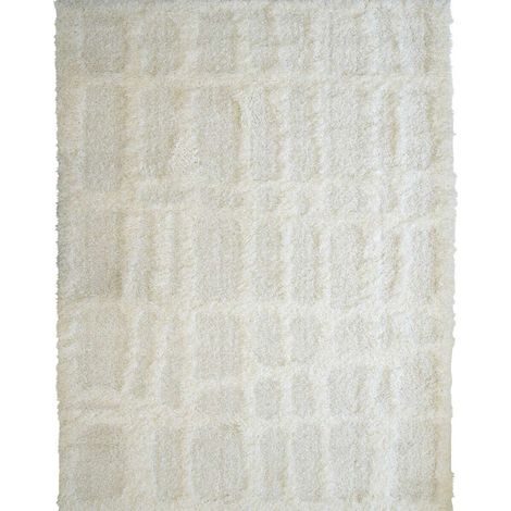 Tapis salon moderne géométrique crème 160x220 cm – Polyester certifié OEKO-TEX – Design contemporain relief – Confort et élégance – Thedecofactory